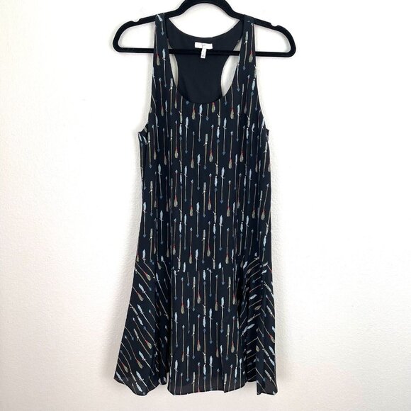 Joie Womens Small 100% Silk Arrow Print Racerback Swing Dress Sleeveless - Picture 5 of 11